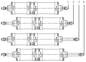 Schema of various stroke when boxer flange is used Schema of various stroke when boxer flange is used