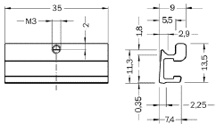 Dimensions of bracket for dovetail groove Dimensions of bracket for dovetail groove